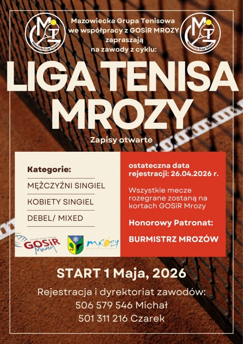 Powraca Liga Tenisa Mrozy &ndash; edycja 2026
